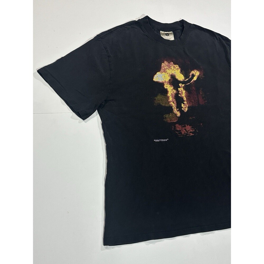 Vintage 90s Rammstein Burning Man T-Shirt Medium Blue Grape Black Band Fire RARE - Picture 3 of 12